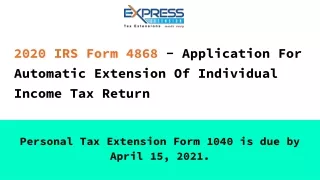 Form 4868 Online | Personal Tax Extension 2020