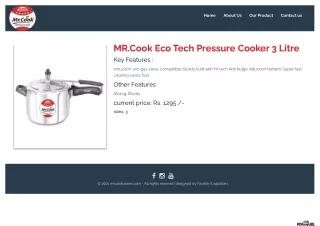 MR. Cook Eco Tech Pressure Cooker 3 Litre