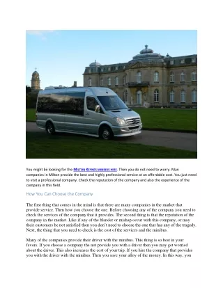 Things that you should know about the Milton Keynes Minibus Hire
