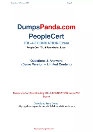 Updated and Valid itil-4-foundation Exam Dumps