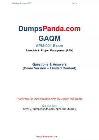 Updated and Valid APM-001 Practice Test Exam