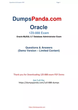 New Upadated 1Z0-888 PDF Dumps