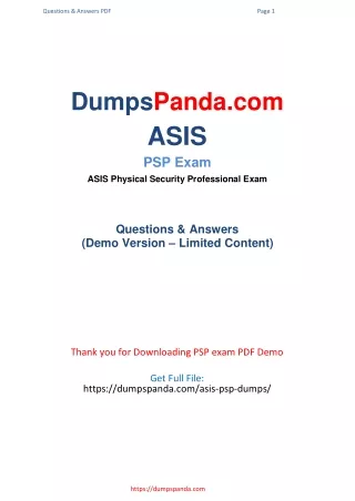 Latest and Updated PSP PDF Dumps