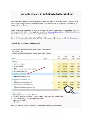 How to fix discord installation failed in windows
