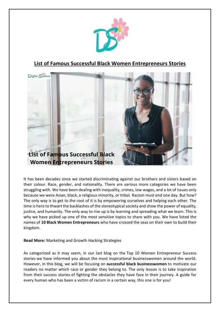 PPT - List Of Famous Successful Black Women Entrepreneurs Stories ...