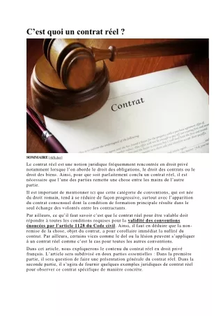 C’est quoi un contrat réel ?