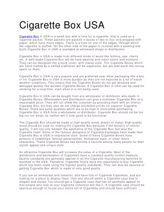 Cigarette Box in USA