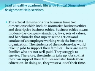 lead a healthy academic life with ethical dimensions assignment help services