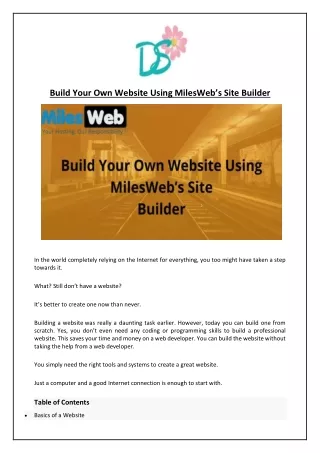 build your own website using milesweb s site