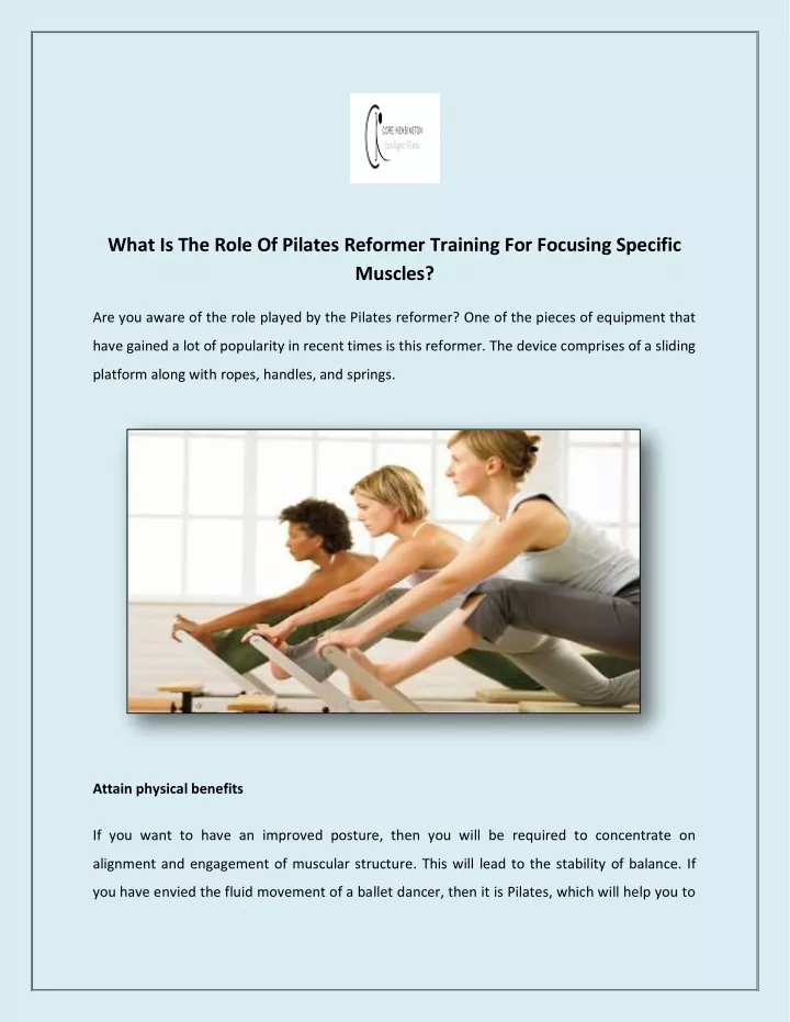 what is the role of pilates reformer training
