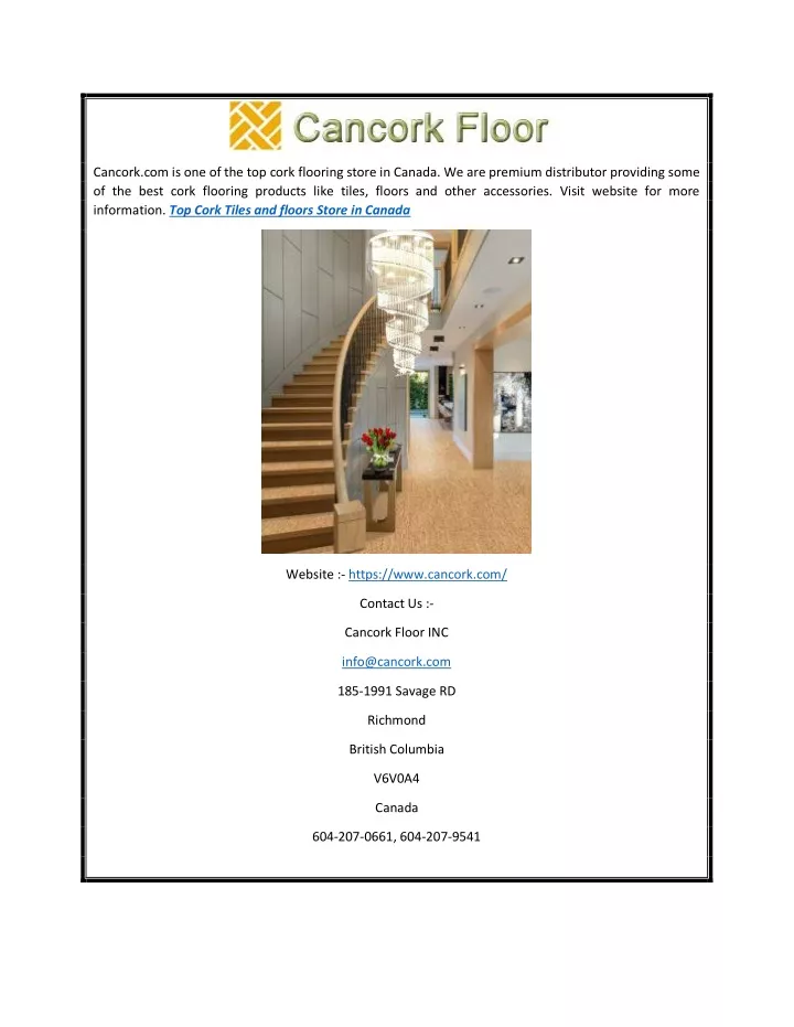 cancork com is one of the top cork flooring store