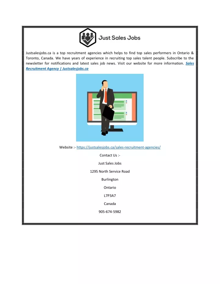 justsalesjobs ca is a top recruitment agencies