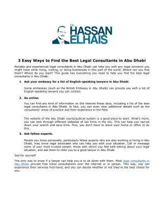 3 Easy Ways to Find the Best Legal Consultants in Abu Dhabi