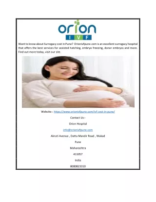 IVF Cost in Pune | Orionivfpune.com