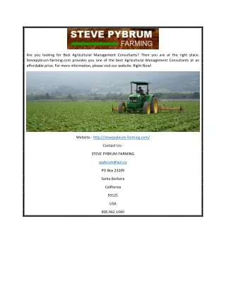 Best Agricultural Management Consultants | Stevepybrum-farming