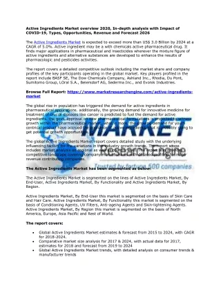 active ingredients market overview 2020 in depth