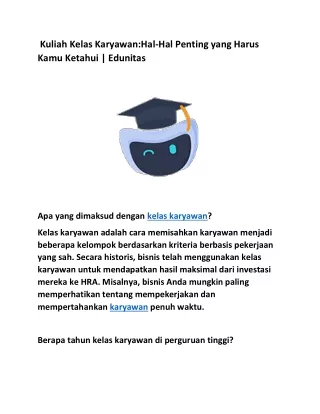 Kuliah Kelas Karyawan:Hal-Hal Penting yang Harus Kamu Ketahui | Edunitas
