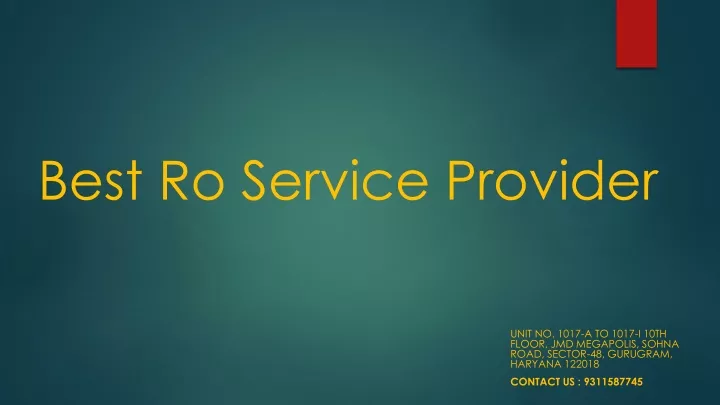 best ro service provider