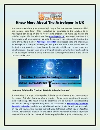 Know More About The Astrologer In UK