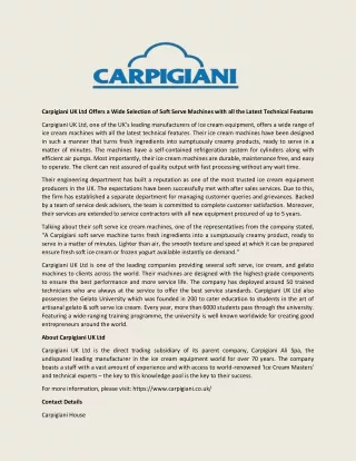 carpigiani uk ltd offers a wide selection of soft