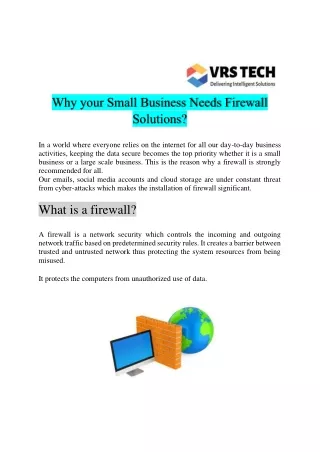 why your small business needs firewall solutions
