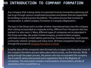 an introduction to company formation