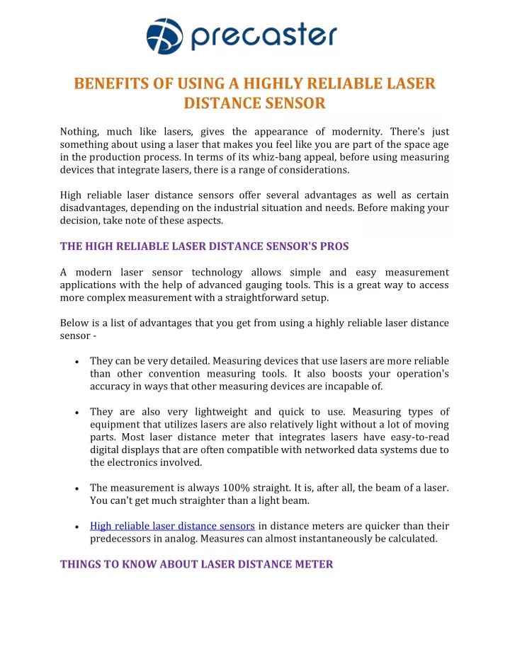 benefits of using a highly reliable laser