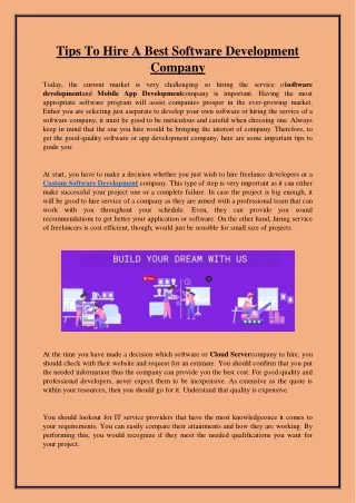 Tips To Hire A Best Software Development Company