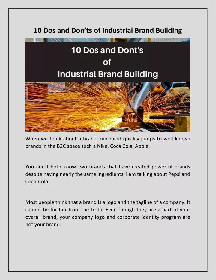 10 dos and don ts of industrial brand building