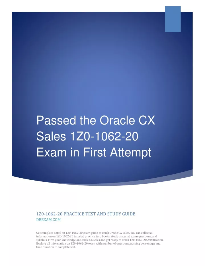 passed the oracle cx sales 1z0 1062 20 exam