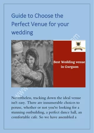 Get the best wedding venue in Gurgaon for destination wedding