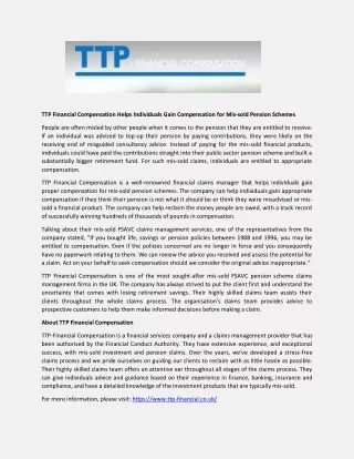 ttp financial compensation helps individuals gain