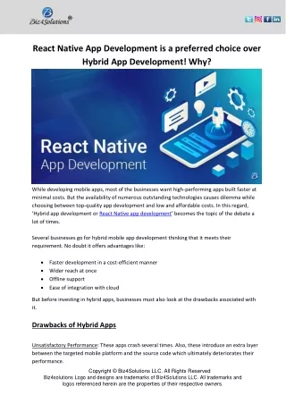 react native app development is a preferred