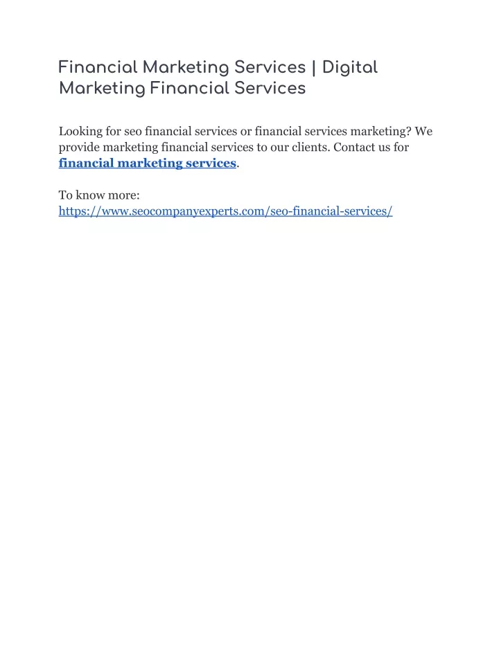financial marketing services digital marketing