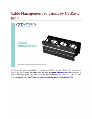 Cable Management Solutions by NetRack India