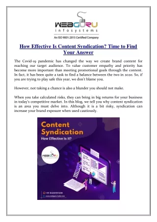 how effective is content syndication time to find