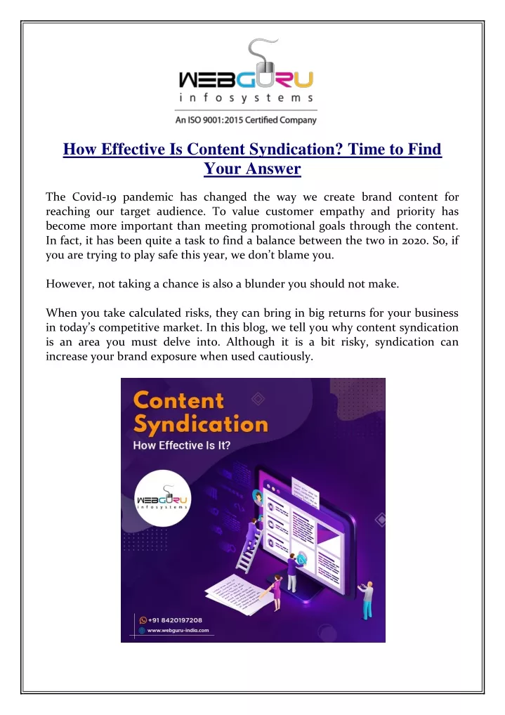 how effective is content syndication time to find
