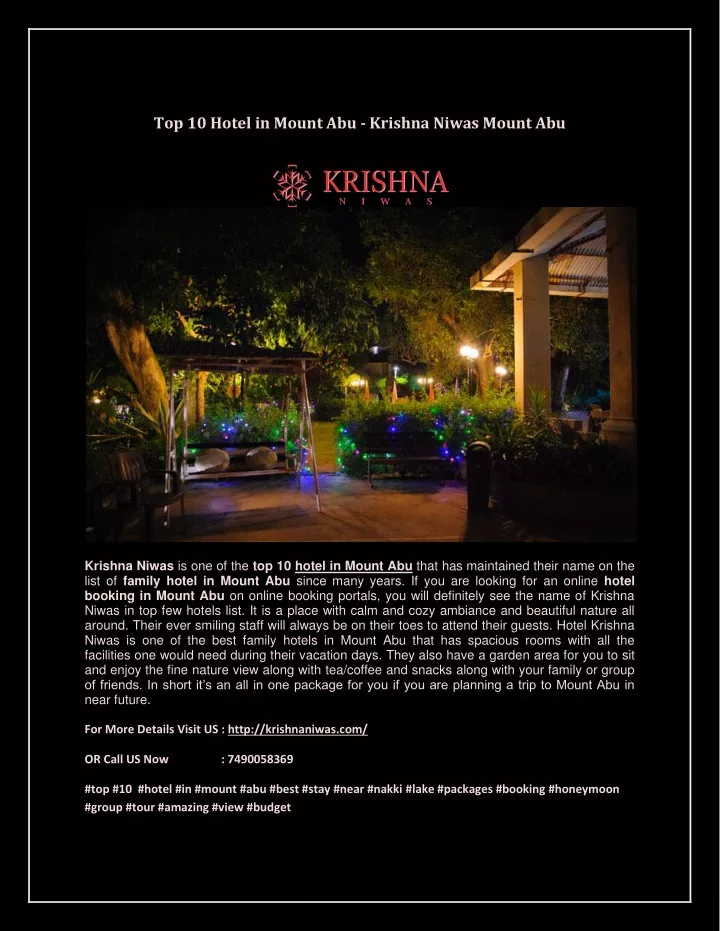 top 10 hotel in mount abu krishna niwas mount abu