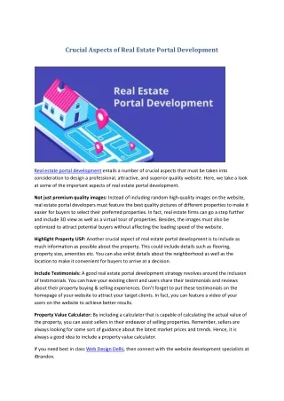 Crucial Aspects of Real Estate Portal Development