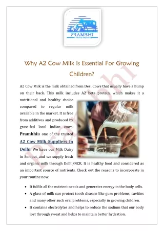 Why A2 Cow Milk Is Essential For Growing Children