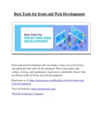 Best Tools for front end Web Development