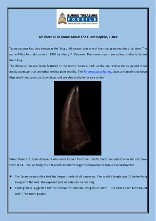 all there is to know about the giant reptile t rex