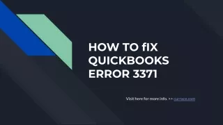 HOW TO fIX QUICKBOOKS ERROR 3371