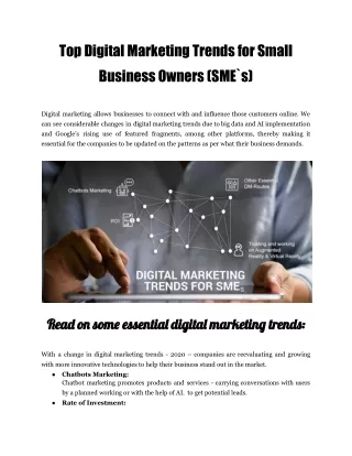 Top Digital Marketing Trends for Small Business Owners