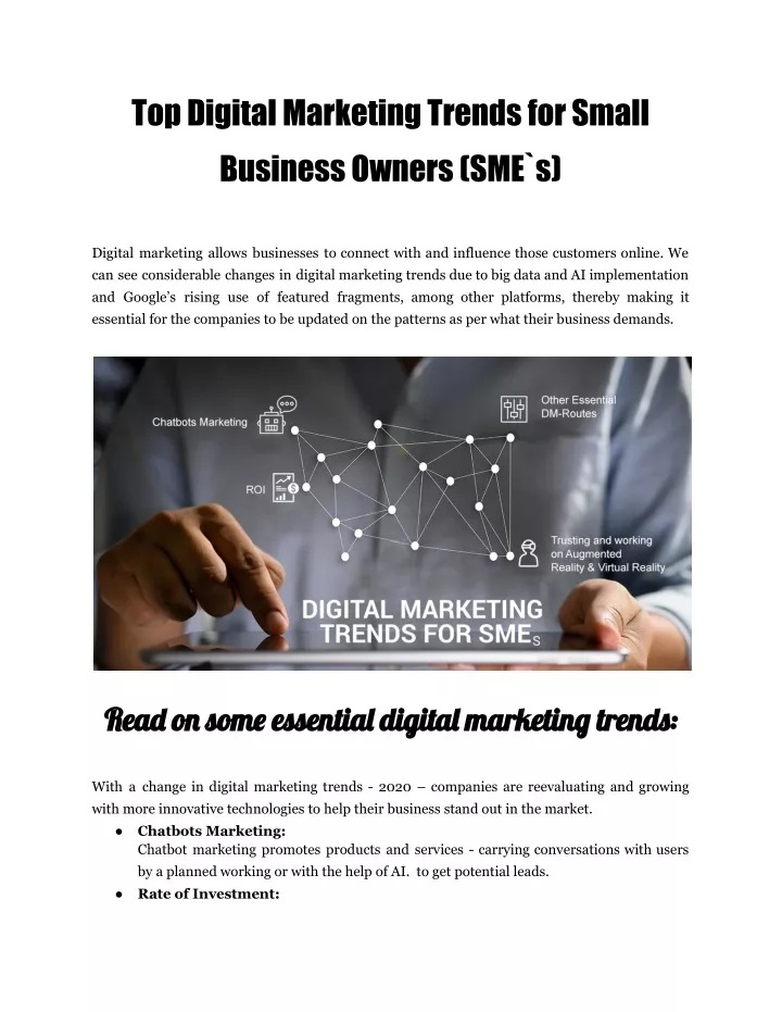 top digital marketing trends for small business