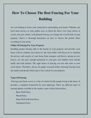 how to choose the best fencing for your