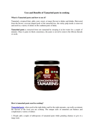 uses and benefits of tamarind paste in cooking