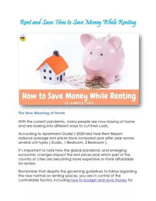 Rent and Save: How to Save Money While Renting - The Finance Boost