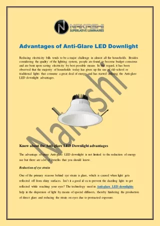 advantages of anti glare led downlight
