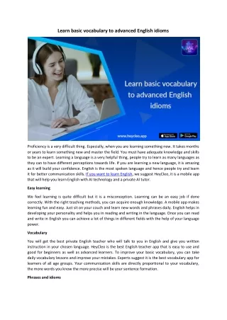 Learn basic vocabulary to advanced English idioms